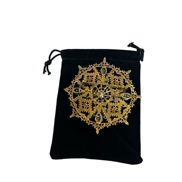 Large Victorian Style Cross Brooch Filigree Mariner's Compass Nautical - Picture 2 of 7